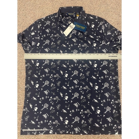 Polo Golf Blue Ralph Lauren Performance‎ Tennis Racquet XL Navy Shirt NWT $98 - Picture 8 of 8